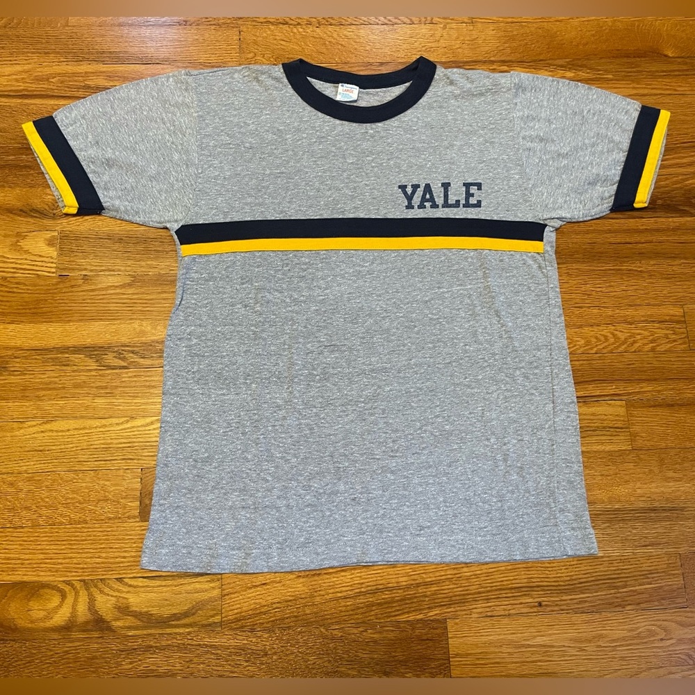 70s Yale University striped t-shirt made in USA champion 50/50 poly cotton soft